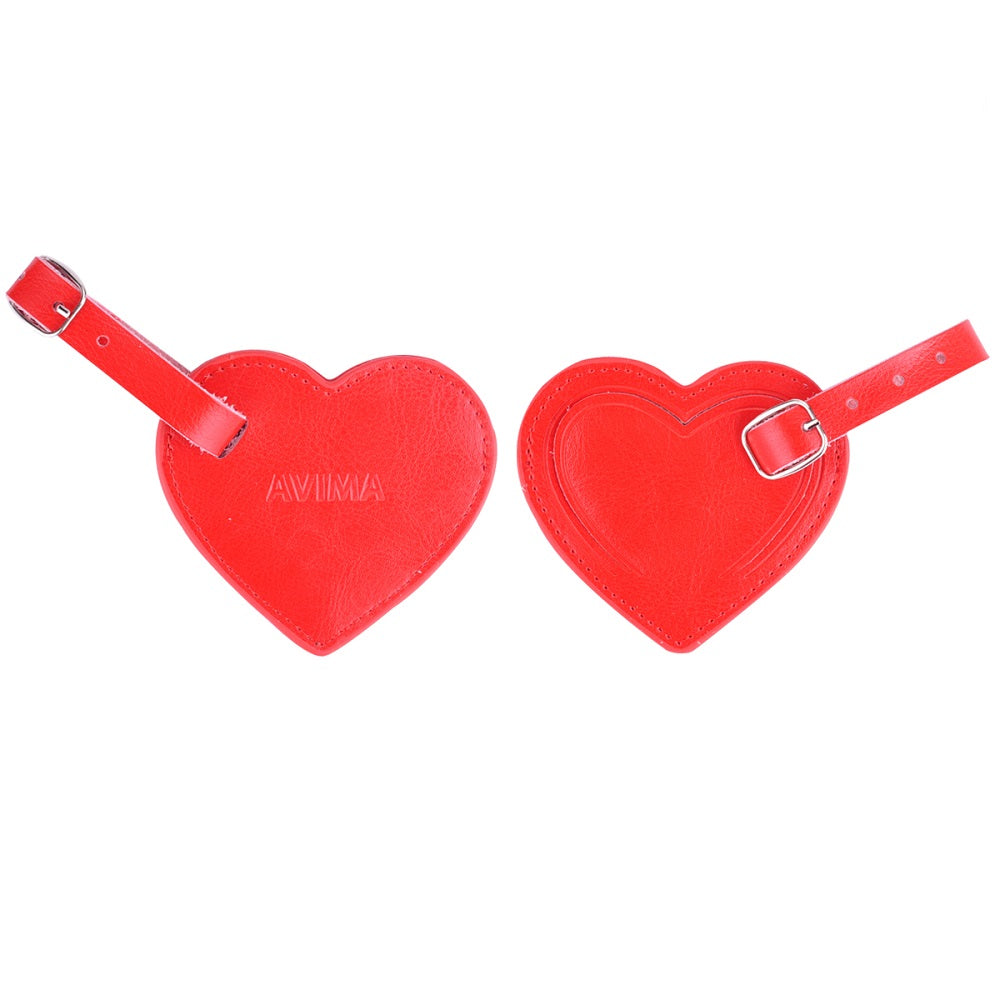Simple Heart Shape Leather Luggage Tag Women Travel Suitcase ID